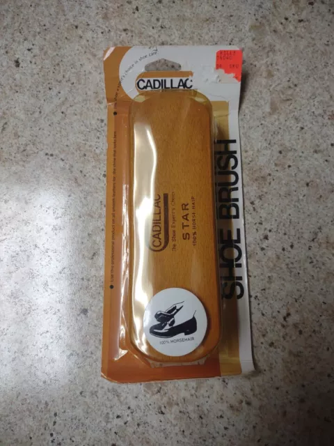 Vtg Cadillac Shoes STAR 100% Horse Hair Brush NEW MADE ISRAEL grooming care wood