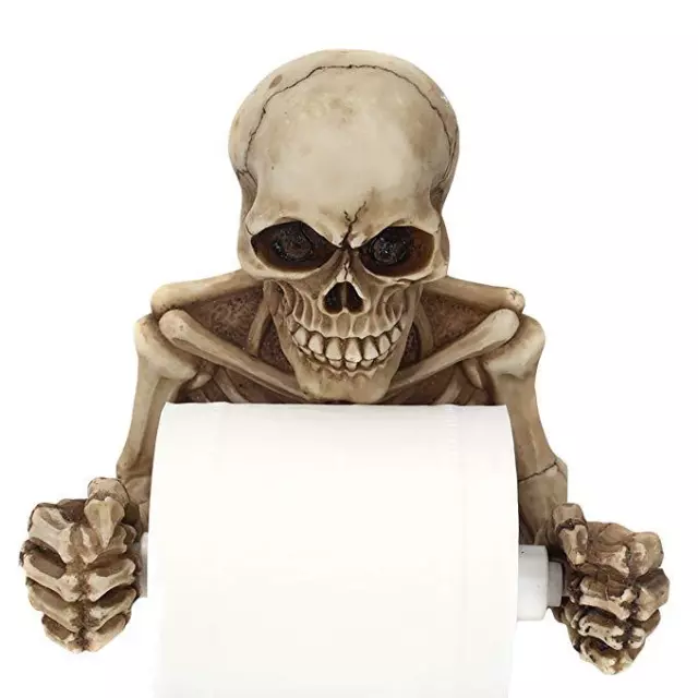 Totenkopf Skellet Schädel Skull Gothic Dekoration Bad Toilettenpapierhalter  NEU