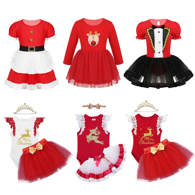 Toddler Kids Girls Christmas Costume Outfit Elk Tutu Fancy Dress Set Xmas Party