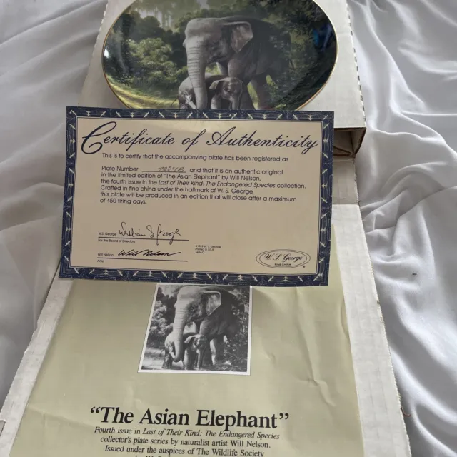 W S George Last Of Their Kind The Endangered Species Asian Elephant Plate