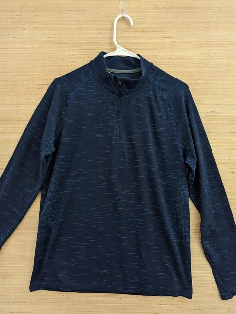Under Armour Heat Gear Womens Pullover Blue Large Fitted Poly Spandex 1/2 Zip