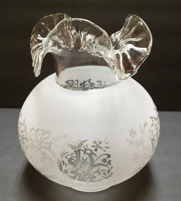 4" Straight Fitter Etched Filigree Gas Table Lamp Shade With Crimp Top New 148JB 3