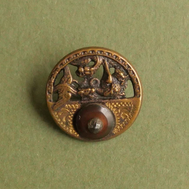 Bouton ancien - Laiton - Celluloïd / Ivoroïd - 32 mm - 1900 - Ivoroid