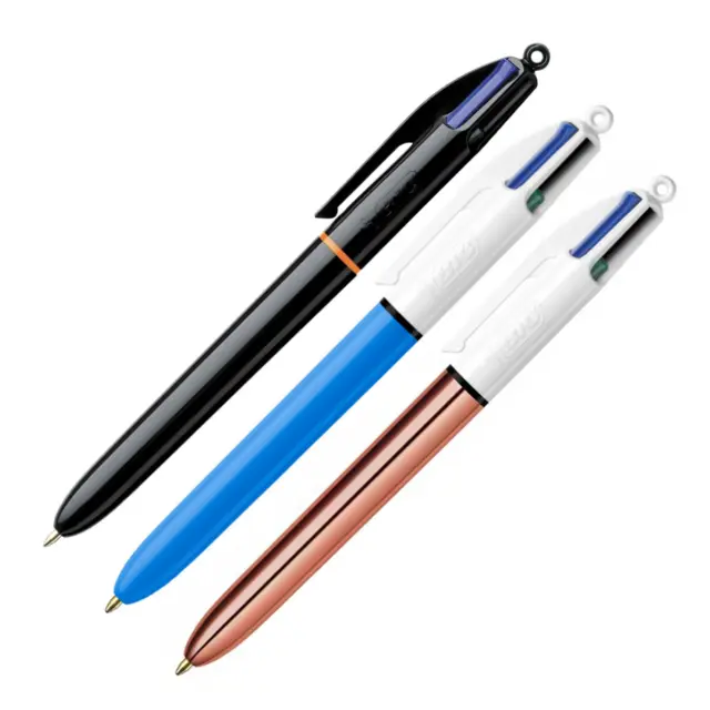 BIC 4 Multi Colour Variety Ballpoint Pen 3 Pack - Original, Black, Rose Gold