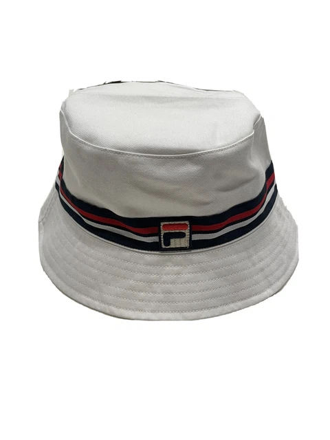 NEW - Fila Bucket Hat - Unisex Reversible - White/Navy/Red