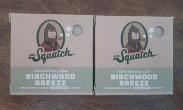 Set of 2 Dr. Squatch Soap Men's 5 oz natural bar soap Birchwood Breeze