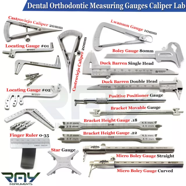 Range Of Orthodontic Teeth Measuring Calipers Gauges Bracket Crown Iwanson Gauge