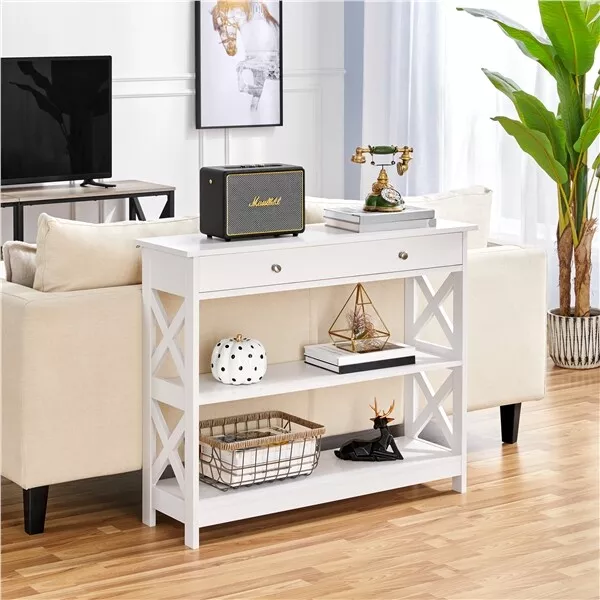 Mesa Consola Recibidor Mesa de Entrada Estrecha para Pasillo Blanco 100x30x80cm