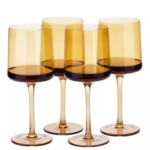 Copas de vino cuadradas - Set de 4x copa de vino de cristal ambar - Copas vino