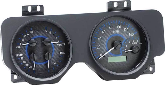 1969 Firebird Dakota Digital VHX Gauge Set with Carbon Fiber Look Face and Blue