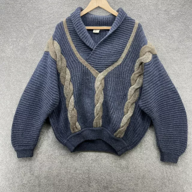 Salvatore Ferragamo Vintage 1980's Jumper Mens L Chunky Knit Wool Mohair Blend