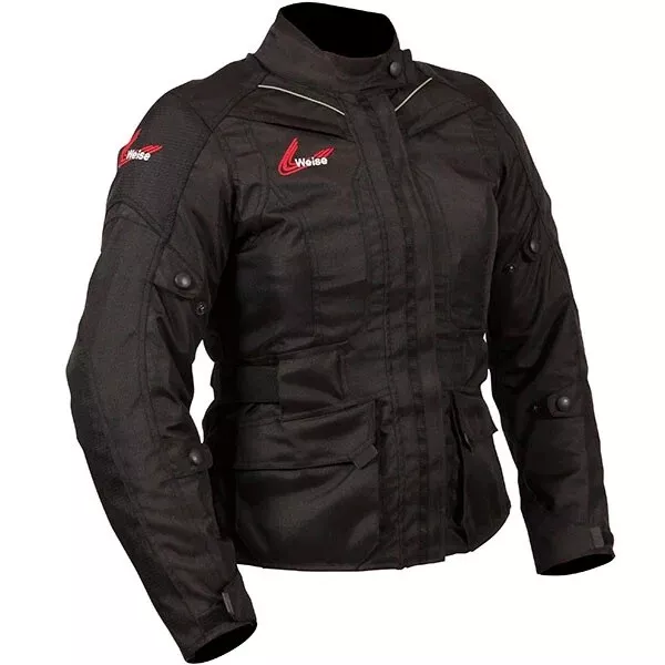 Weise Mujer Pionero Impermeable Motocicleta Moto Textil Chaqueta - Negro