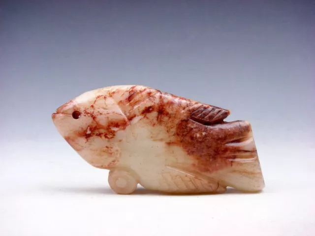 Old Nephrite Jade Stone Carved Sculpture Ancient Fish #12292113