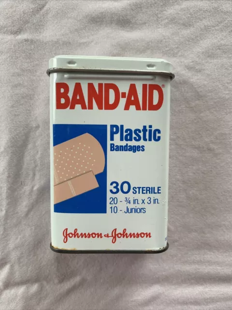 Vintage 1983 BAND-AID Brand 3.5" Tin Plastic Bandages-Hinged Lid -30 Count-Empty