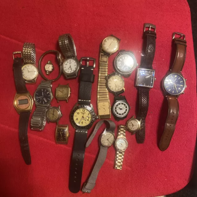 Vintage Watch 20 Lot, Junk Drawer, Wristwatch/Parts