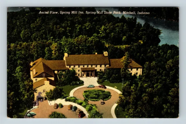 Indiana View Spring Mill Inn Aerial State Park Mitchell IN Vintage Postcard