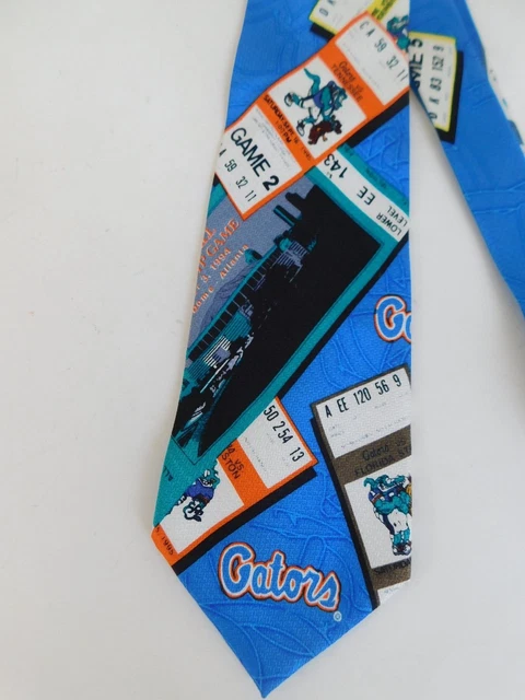 Vtg Ltd Edition Wearties Silk Univ. Of Florida Gators Football Tickets Necktie