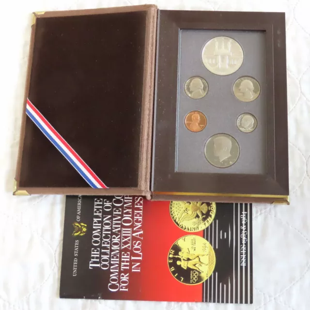 USA 1984 PRESTIGE 6 COIN PROOF YEAR SET OLYMPIC SILVER DOLLAR - cased