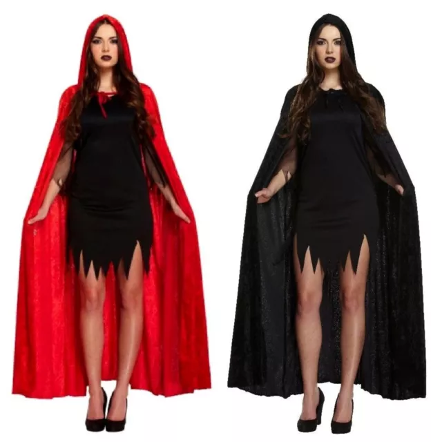 Adult Long Velvet Cloak Vampire Cape Dracula Halloween Fancy Dress Costume