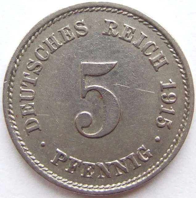 Moneta Reich Tedesco Impero Tedesco 5 Pfennig 1915 G IN