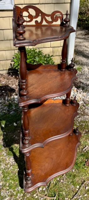 Victorian Corner Whatnot 5 Shelf Stand c1880 Walnut Serpentine Waterfall Design