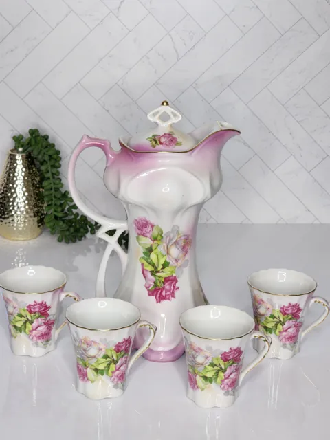 Nippon Pink Floral Tea Set 3