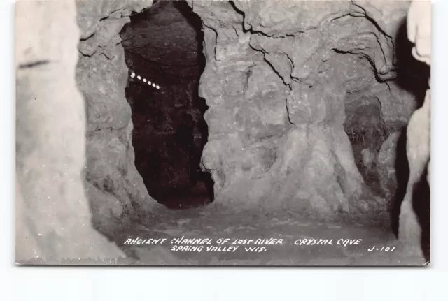Ancient Channel Lost River Crystal Cave Spring Valley WI RPPC Postcard Photo