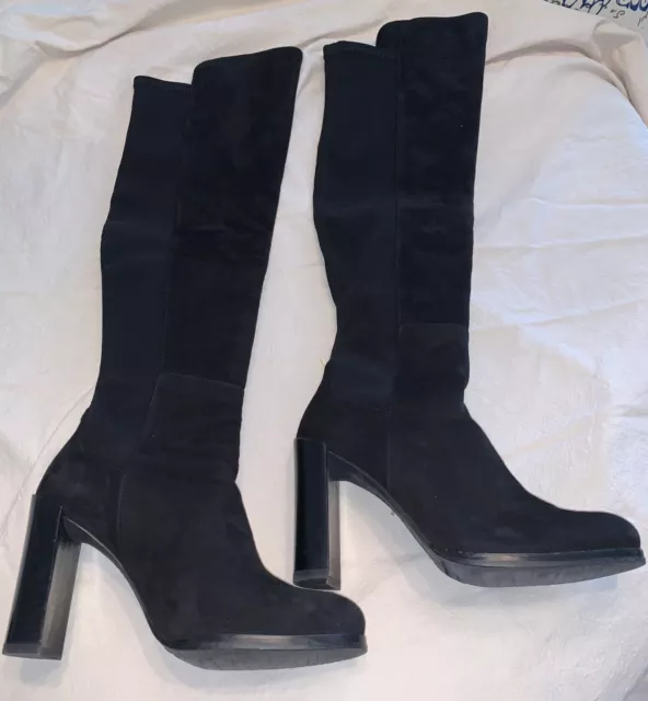 Stuart Weitzman women’s Black Leather/suede boots, Heels, 8M, NEW