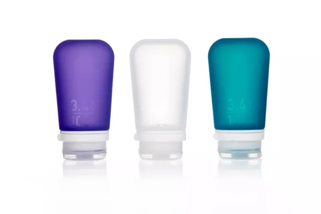 Humangear GoToob+ 3 Pack Large 100ml Travel Tube - Clear/Purple/Turquoise