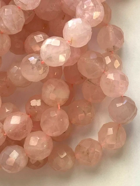 16" Strand Genuine Faceted Rose Quartz Beads - 12mm Round - Beautiful & Quality