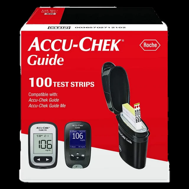 100 ACCUCHEK GUIDE Test Strips for Diabetic Blood Glucose Testing