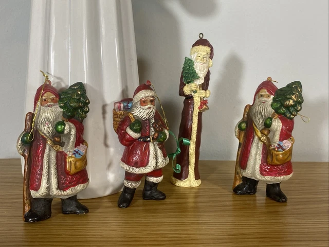 Vintage Mix Father Christmas Santa Hanging Tree Decorations Ornaments