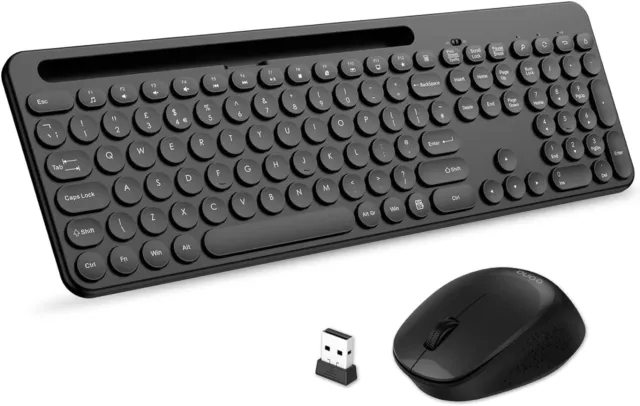 2.4GHz Wireless Slim Keyboard Mouse Set w/Phone Holder For PC Laptop Full-Size