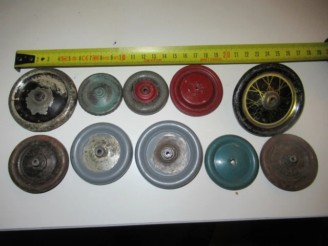 10 ROUES TÔLE demie coquille de jouet ANCIEN cij cr jep carette EUR 75
