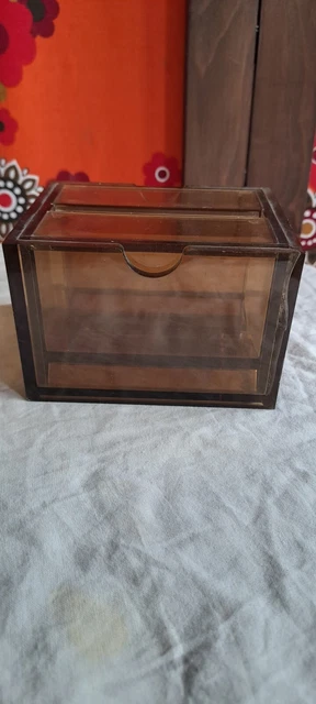 Vintage ancienne années 70 BOITE A CIGARETTES GOS France PLEXIGLAS Fumé