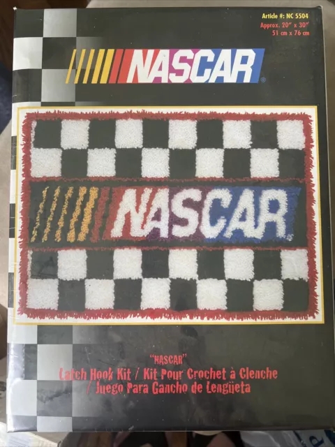 NASCAR Checkerboard Caron #5504 Latch Hook Rug Kit 20 x 30” NEW SEALED