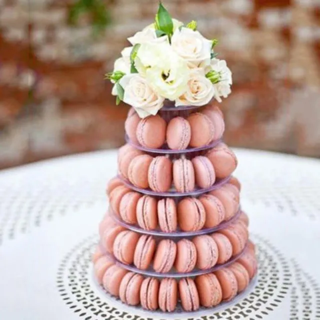 Support tour de macaron rond �� 6 niveaux ��l��gant et pratique pour mariage de