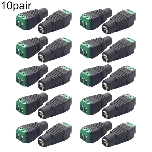 Connecteurs DC Prise Femelle 2.1 X 5.5 Mm - Lot De 20 Avec Capuchons Antipoussière, Pour Montage Sur Panneau, 30V 10A - 8