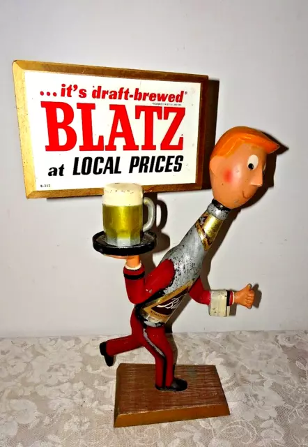 1950's Blatz Beer Running Waiter Cast Metal Advertising Sign Statue - RESTORE