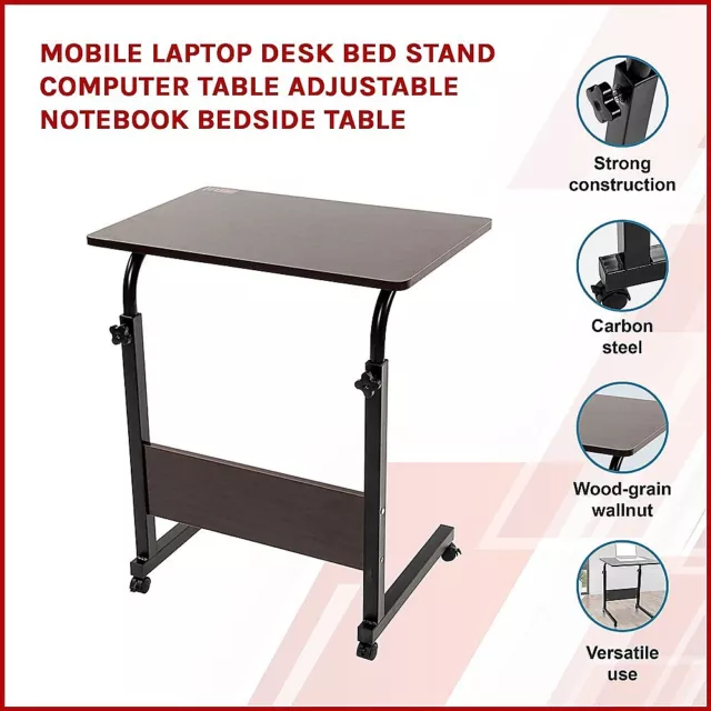 Mobile Laptop Desk Bed Stand Computer Table Adjustable Notebook Bedside Table 2