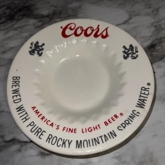 COORS BEER vintage Ceramic 6 inch ASHTRAY, Rocky Mountain Spring Water, COLORADO