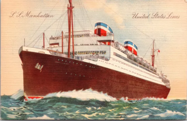 Unposted Postcard- Ship SS Manhattan United States Lines