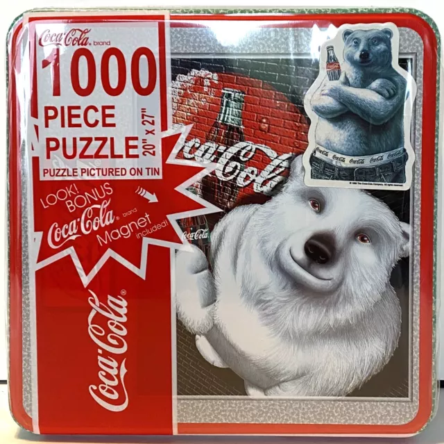 Sealed Coca Cola Giant 1000 Piece Puzzle Tin  20” x 27” Polar Bear