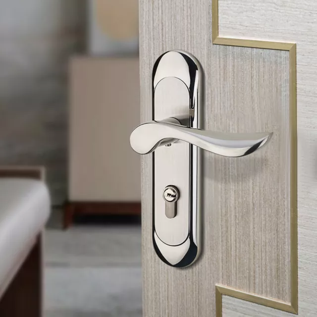 Door Knob Handle Universal Security Double Lock for Wooden Door Stainless Steel