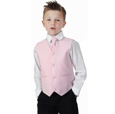 New Baby Boys 4 Piece Suit Vivaki Pink Black Trousers Jacket Waistcoat Tie Shirt