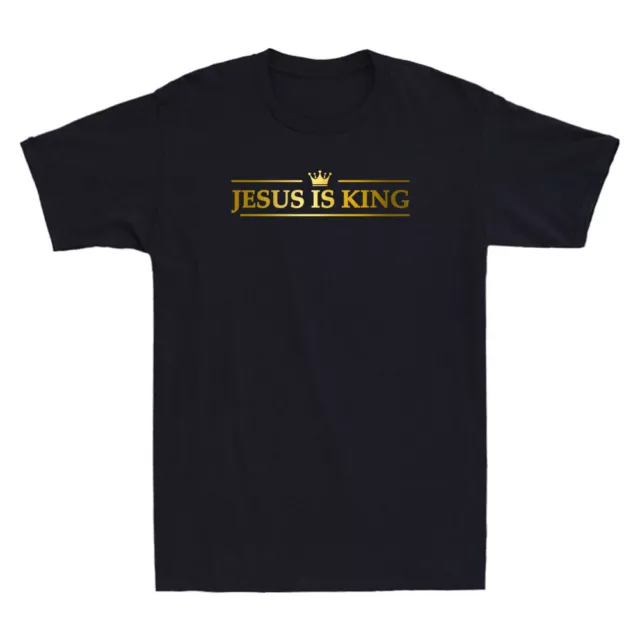 Jesus Is King Design Crown Golden Print Funny Christian Gift Cool Men's T-Shirt