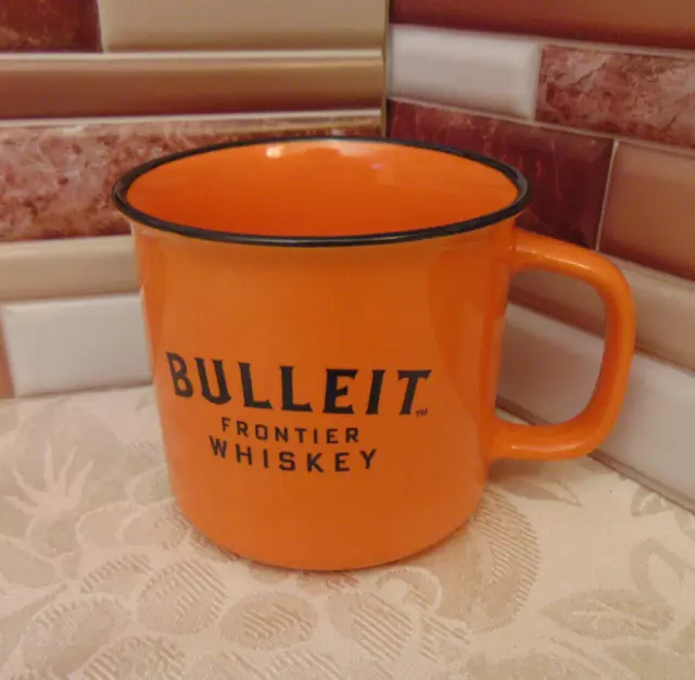 Bulleit Frontier Whiskey Orange w/ Black Rim Ceramic Whiskey Mug Cup