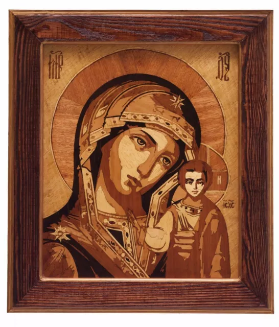 Madre de Dios icono cristiano ortodoxo bizantino en madera Virgen María de Kazan