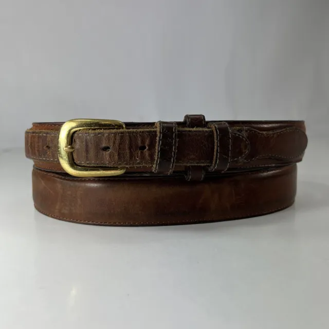 Vintage Worn Brown Leather Ranger Belt - Men's Size 40