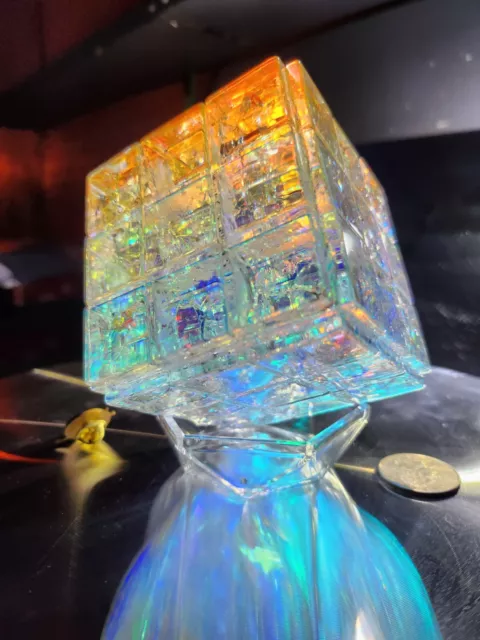 Dichroic Crystal Art Glass Storms Chameleon Crystal Paperweight Chakras Rubiks 